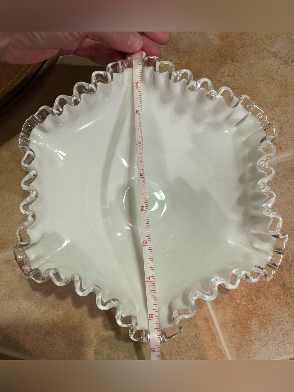 Fenton Silver Crest Milk Glass Bowl - Picture 5 of 6